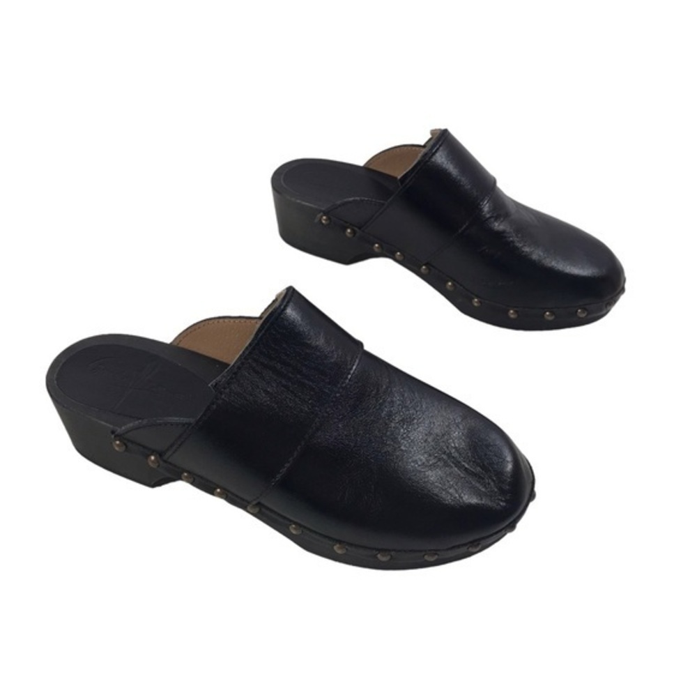 Jennifer Tattanelli black leather clog wooden sole size 39 , Italy